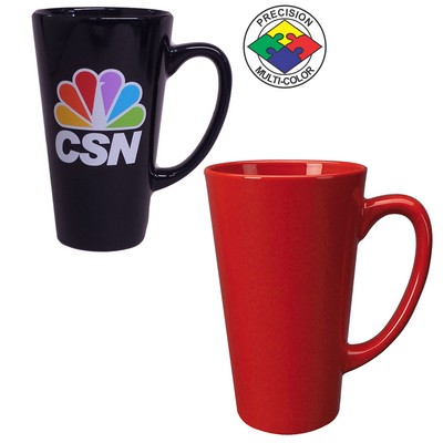 15 Oz. Vitrified Red Cafe Latte Mug - Screen Printed