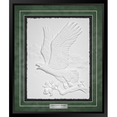 Majestic Flight (Black/Green) - Cast Paper Sculptured Art - Shadowbox Award 22"x26"