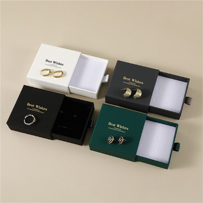 3.5 Inch Drawer Jewelry Gift Box Cardboard Box with Sponge Filled Drawer Style Display Kraft Box