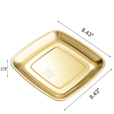 Large Golden 304 Stainless Steel Square Plate, Used As A Sausage Plate, A Snack And French Fries