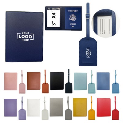 Faux Leather Passport Holder and Travel Tag Set