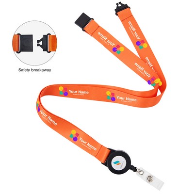 3/4" Dye-Sublimated Lanyard Badge Reel Combo W/Safety Breakaway