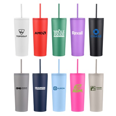 24oz. Double Wall SS / PP Mug with Straw