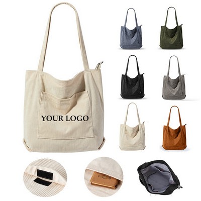 Women Corduroy Tote Large Shoulder Bags