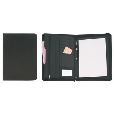 Leatherette Padfolio w/Zipper, Interior Pockets, and Notepad