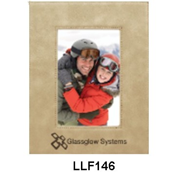 Custom Laser Engraved Leatherette Picture Frame-Light Brown/Engraves Black
