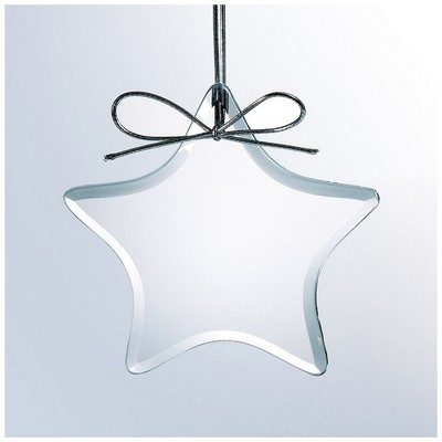 Starfire Glass Beveled Ornament, Star, 4"x4"