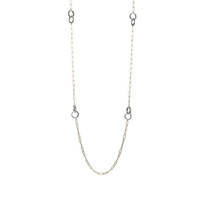 Charles Garnier Sterling Silver "PAPERCLIP" Diamondlite Circles Station Necklace - Silver & Gold