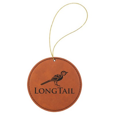Rawhide Leatherette Round Ornament with Gold String