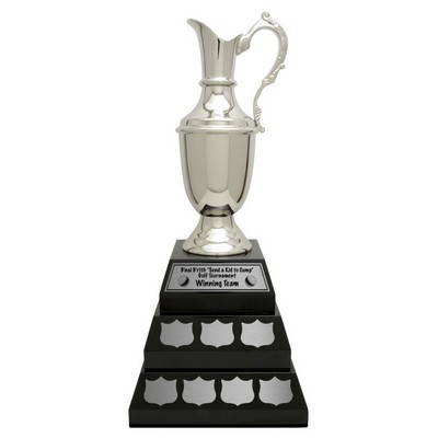 Nickel Plated St. Andrews Jug - Rosewood Base, Award Trophy, 17"