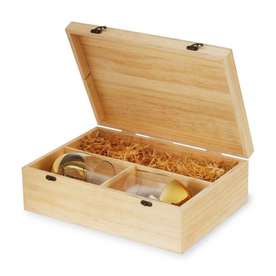 Twine Living® Wood Wine Box and Stemless Glass Set