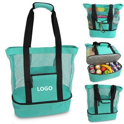 Insulated Waterproof Beach Tote with Cooler Compartment