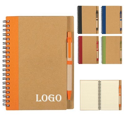 Eco Kraft Spiral Notebook With Pen