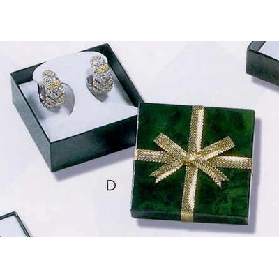 Grant Green Marble Cardboard Earring Tree Box w/Gold Bow