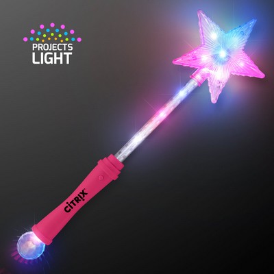 Custom Light Up Pink Super Star Princess Wand - Domestic Imprint