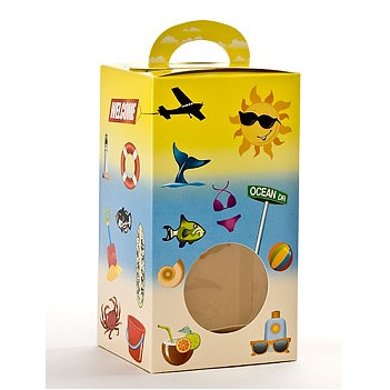 Vertical Beach Designed Candy Tote Box w/Window (3½"x2"x5¼")