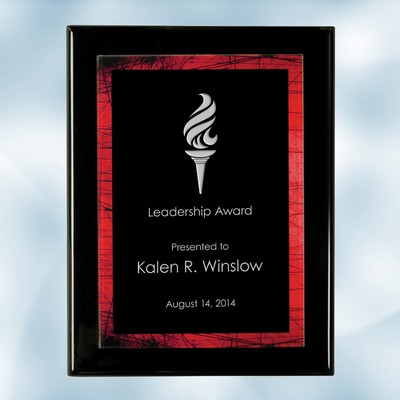 Red Galaxy Acrylic Black Wood Plaque (Large)