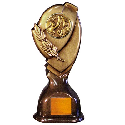 Stock Classic 10" Trophy with 2" Victory Female Coin and Engraving Plate
