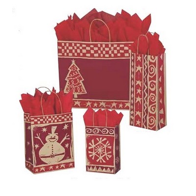 X-Large Homespun Christmas Kraft Bag