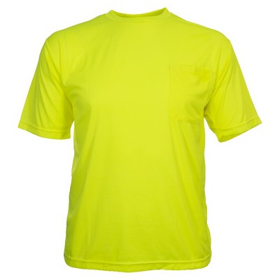 Hi-Vis Birdseye® Short Sleeve Pocketed T-Shirt-Fluorescent Yellow-Green