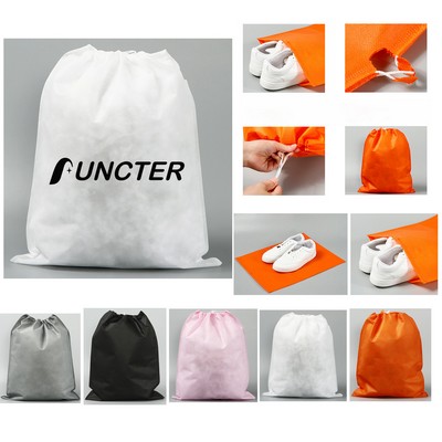 13.8" x 17.8" Non-Woven Drawstring Bag Travel Storage Bags For Clothes Shoes