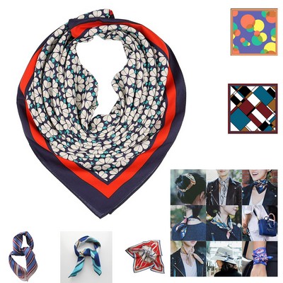 Custom Imitated Silk Satin Chiffon Digital printing Scarf 21" X 21"
