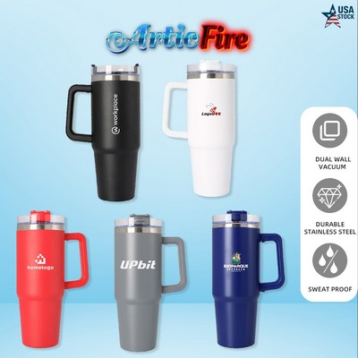 ArticFire 30 oz Insulated Stainless Steel Mug with Straw & Twist Lid
