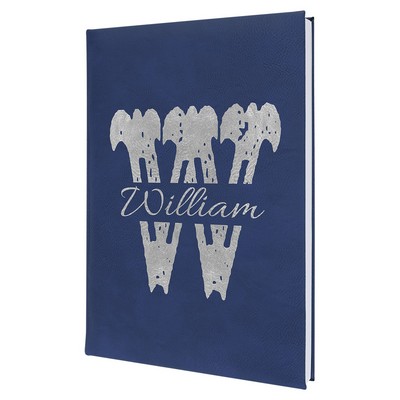 7" x 9.75" Blue/Silver Leatherette Journal w/Lined Notepad