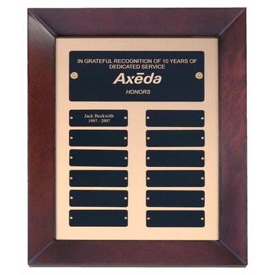 Cherry Finish Frame Perpetual Plaque w/Gold Back & 12 Plates