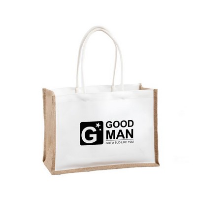 Three-Dimensional Linen and Canvas Patchwork Tote Bag(13.8"Wx15.4 "Hx6.7 "T)
