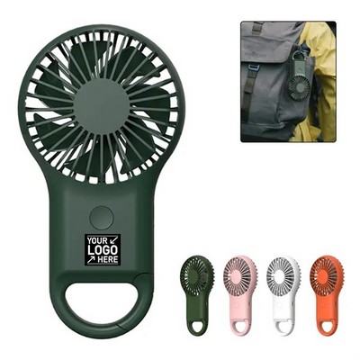 Rechargeable Handheld Fan with Carabiner for Travel & Outdoor Use