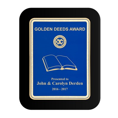 Blue Plate Black Piano-finish Plaque with Elliptical Edge 8" x 10"