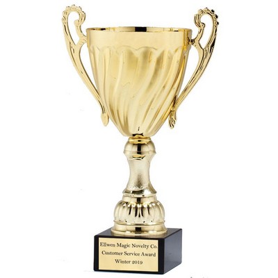 19 ½" Swirl Gold Metal Trophy Cup w/Black Marble Base