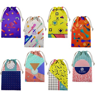 Tall Vibrant Cotton Drawstring Pouch