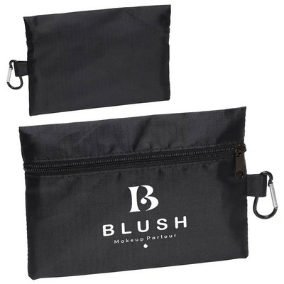 8.5" X 6" Ripstop Cosmatic Pouch With Carabiner