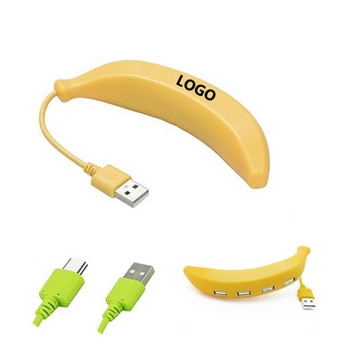 Banana Shape Usb 2.0 Hub Splitter 4 Port Adapter