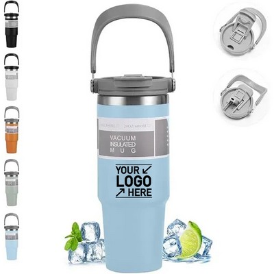 30oz Insulated Tumbler with Flip Straw for Hot and Cold Drinks