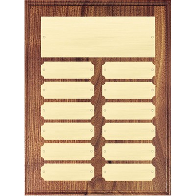 Elegant American Walnut Perpetual Plaque w/ 12 Gold Plates (9"x12")