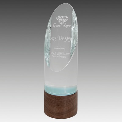 9" Cylinder Sierra Glass with Walnut Base