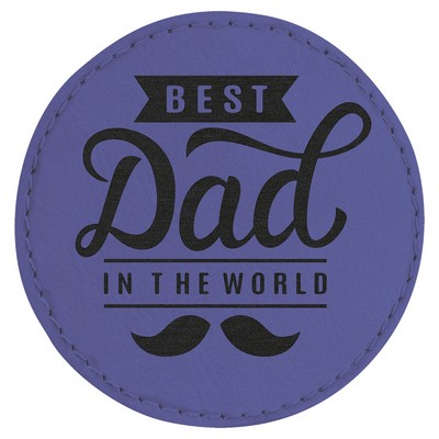 3" Round Purple Leatherette Patch with Adhesive
