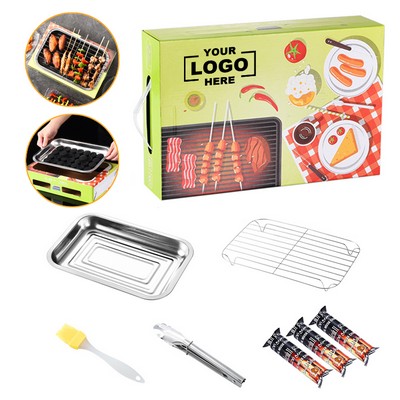 Portable Disposable Charcoal Grill Set