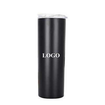 20Oz Stainless Steel Straight Slimming Cup w/ Straw