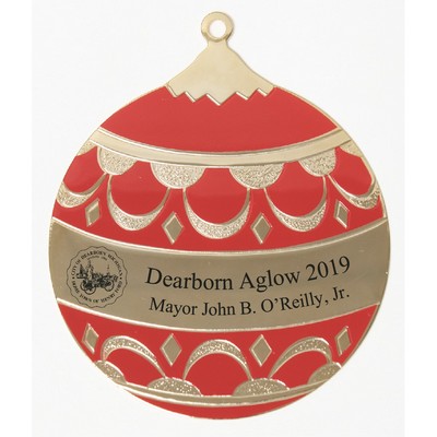 Red Enamel Ball Ornament w/Imprint