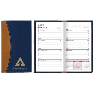 Normandy 2 Tone Soft Vinyl Weekly Planner w/ Map / 1 Color Insert
