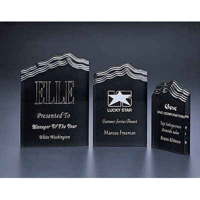 8" Wavy-Top Black Rect. Award