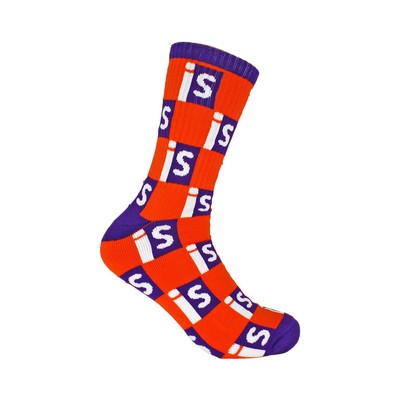 Luxury Combed Cotton Custom Athletic Crew Socks- Always Knitted, Never Printed