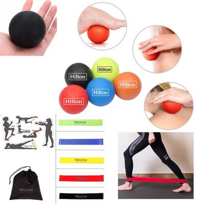 Promotek iBank® Exercise Massage Ball + Fitness Resistance Bands (Black)
