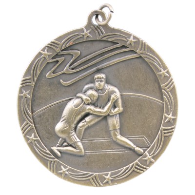 2 1/2" Antique Finish Shooting Star Medal-Wrestling
