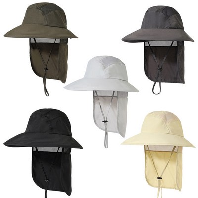 Wide Brim Bucket Fishing Hat W/Neck Flap