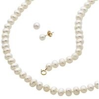 Jilco Inc. Pearl Bracelet, Earring & Necklace Set